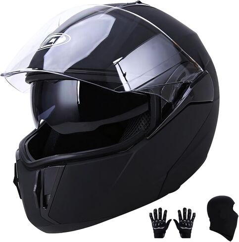 OUMURS Adult Modular Motorcycle Full Face Helmet, DOT Approved Dual Visor Flip up Modular Motorcycle Helmet for Unisex Adult, Motorbike Street Bike ATV Helmet in Saudi Arabia