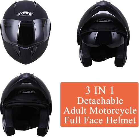 OUMURS Adult Modular Motorcycle Full Face Helmet, DOT Approved Dual Visor Flip up Modular Motorcycle Helmet for Unisex Adult, Motorbike Street Bike ATV Helmet in Saudi Arabia