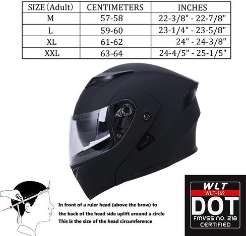 OUMURS Adult Modular Motorcycle Full Face Helmet, DOT Approved Dual Visor Flip up Modular Motorcycle Helmet for Unisex Adult, Motorbike Street Bike ATV Helmet in Kuwait