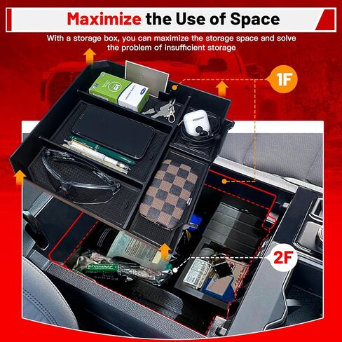 ARISMOTOR Center Console Organizer Tray Compatible with Toyo-ta Tundra 2022-2024/Toyo-ta Sequoia 2023-2024, Armrest Insert Storage Box Interior Accessories, Pack of 1 in Kuwait