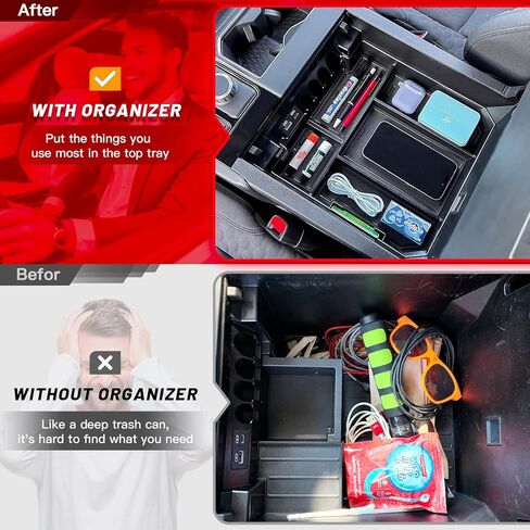 ARISMOTOR Center Console Organizer Tray Compatible with Toyo-ta Tundra 2022-2024/Toyo-ta Sequoia 2023-2024, Armrest Insert Storage Box Interior Accessories, Pack of 1 in Kuwait