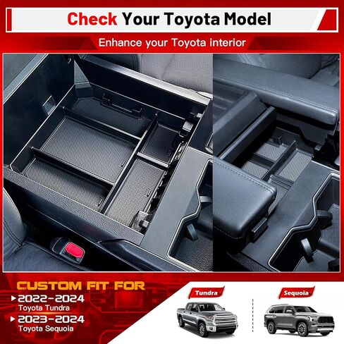 ARISMOTOR Center Console Organizer Tray Compatible with Toyo-ta Tundra 2022-2024/Toyo-ta Sequoia 2023-2024, Armrest Insert Storage Box Interior Accessories, Pack of 1 in Kuwait