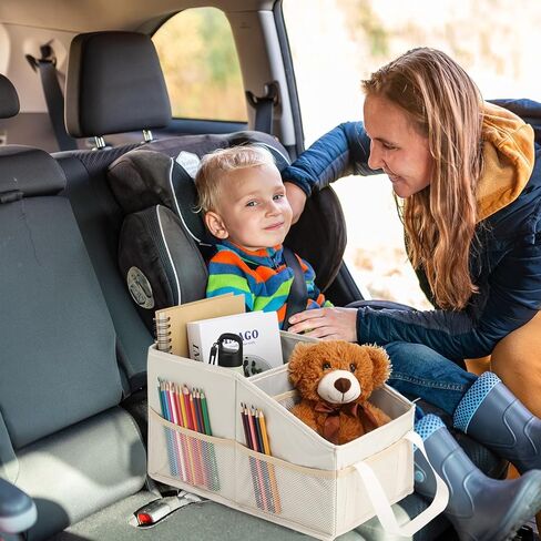 Honeydak Car Storage Organizer for Console Front/back Seat with Divide and Multi-pockets Automotive Car Caddy Organizer for SUV, Truck Foldable Passenger Seat Organizer for Kids Adults Accessories in Kuwait