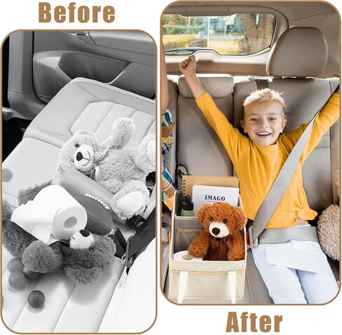 Honeydak Car Storage Organizer for Console Front/back Seat with Divide and Multi-pockets Automotive Car Caddy Organizer for SUV, Truck Foldable Passenger Seat Organizer for Kids Adults Accessories in Kuwait