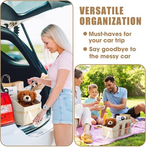 Honeydak Car Storage Organizer for Console Front/back Seat with Divide and Multi-pockets Automotive Car Caddy Organizer for SUV, Truck Foldable Passenger Seat Organizer for Kids Adults Accessories in Kuwait