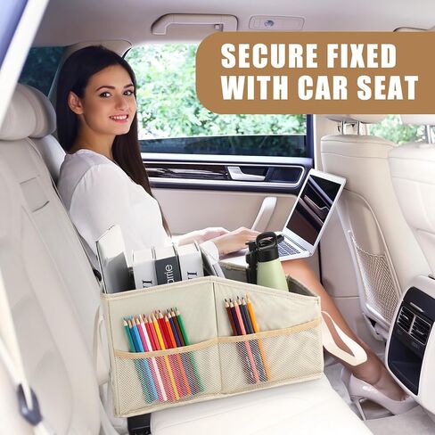 Honeydak Car Storage Organizer for Console Front/back Seat with Divide and Multi-pockets Automotive Car Caddy Organizer for SUV, Truck Foldable Passenger Seat Organizer for Kids Adults Accessories in Kuwait