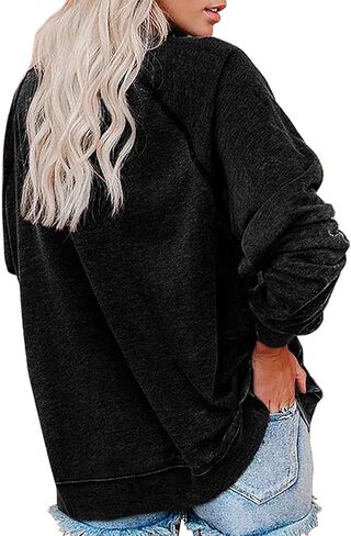 سويت شيرت Vdnerjg نسائي مطبوع عليه حروف نيويورك بياقة دائرية وأكمام طويلة كاجوال فضفاض in Kuwait