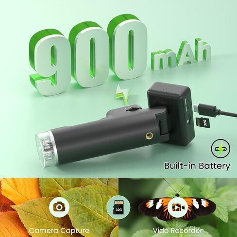 GLG112 Kids Handheld Microscope for Gifts,500X USB Portable Digital Microscope Kids and Adults with Windows PC Compatible,2" LCD Screen,32G SD Card (Black) in Saudi Arabia