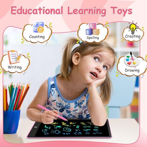 جهاز لوحي للكتابة LCD من Lecover، جهاز لوحي رسم ملون للأطفال الصغار مقاس 16 بوصة، ألعاب للبنات والأولاد من عمر 3 4 5 6 7 سنوات، ألعاب تعليمية للأطفال أثناء السفر، هدايا لأعياد الميلاد والكريسماس (أزرق سماوي) in Kuwait