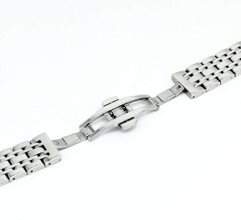 Curved Stainless Steel Polished Metal Watch Band Strap Butterfly Buckle Clasp Men Women 14-24mm Silver in Saudi Arabia