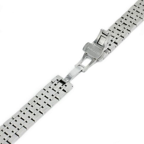 Curved Stainless Steel Polished Metal Watch Band Strap Butterfly Buckle Clasp Men Women 14-24mm Silver in Saudi Arabia