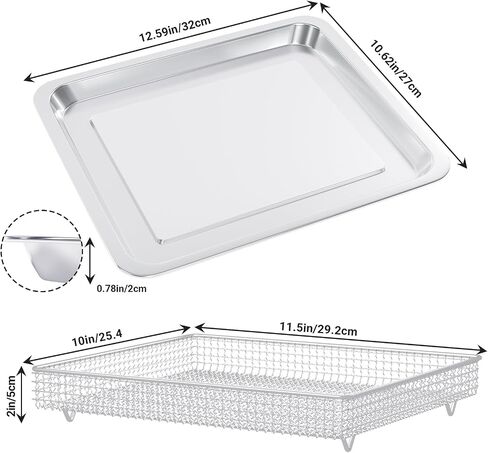 Stainless Steel Baking Tray Pan and Air Fryer Basket Compatible with Cuisinart Airfryer TOA-060 and TOA-065 in Saudi Arabia