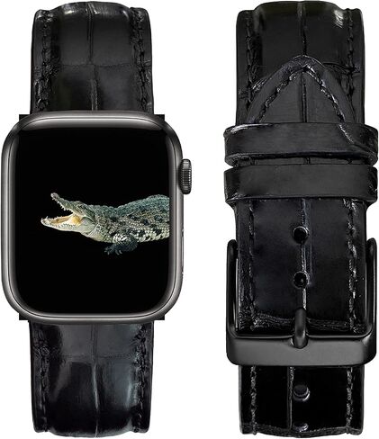 Handmade Alligator Leather Band Compatible with Apple Watch Ultra 49mm 45mm 44mm 42mm 41mm 40mm 38mm Crocodile Wristband Replacement Strap for Iwatch Series 8 7 6 5 4 3 2 1 SE Exotic Stingray Ostrich in Saudi Arabia
