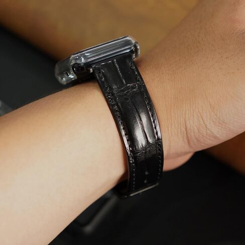 Handmade Alligator Leather Band Compatible with Apple Watch Ultra 49mm 45mm 44mm 42mm 41mm 40mm 38mm Crocodile Wristband Replacement Strap for Iwatch Series 8 7 6 5 4 3 2 1 SE Exotic Stingray Ostrich in Saudi Arabia