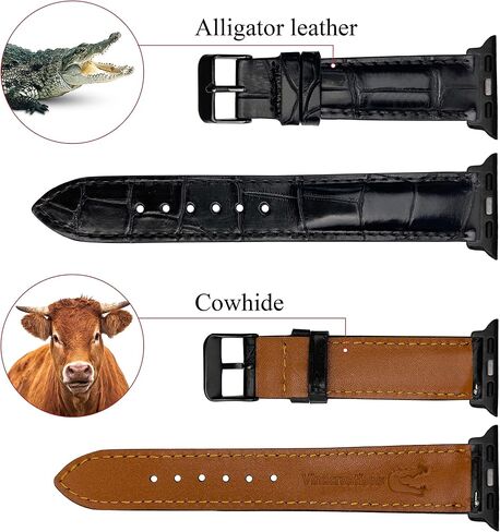 Handmade Alligator Leather Band Compatible with Apple Watch Ultra 49mm 45mm 44mm 42mm 41mm 40mm 38mm Crocodile Wristband Replacement Strap for Iwatch Series 8 7 6 5 4 3 2 1 SE Exotic Stingray Ostrich in Saudi Arabia