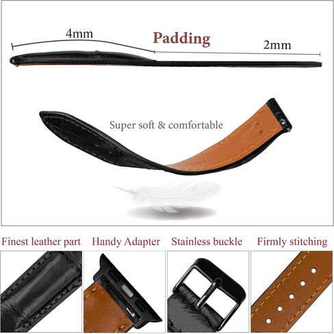 Handmade Alligator Leather Band Compatible with Apple Watch Ultra 49mm 45mm 44mm 42mm 41mm 40mm 38mm Crocodile Wristband Replacement Strap for Iwatch Series 8 7 6 5 4 3 2 1 SE Exotic Stingray Ostrich in Saudi Arabia