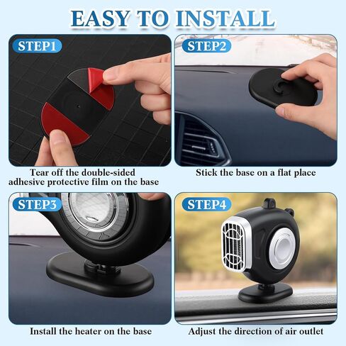 Tujoe 3 Pcs 12V 150W Car Heater That Plugs into Cigarette Lighter 2 in 1 Portable Car Heater and Defroster 12V Space Heater for Car Black Car Warmer for Winter Window Defroster for Cars, SUV Supplies in Kuwait