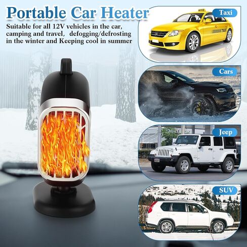 Tujoe 3 Pcs 12V 150W Car Heater That Plugs into Cigarette Lighter 2 in 1 Portable Car Heater and Defroster 12V Space Heater for Car Black Car Warmer for Winter Window Defroster for Cars, SUV Supplies in Kuwait