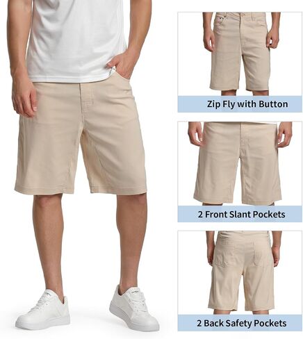 Eylhot Men's 10 Inch Inseam Stretch Golf Shorts Lightweight Elatic Waist Flat Front Chino Shorts with 5 Pockets in Saudi Arabia