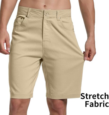 Eylhot Men's 10 Inch Inseam Stretch Golf Shorts Lightweight Elatic Waist Flat Front Chino Shorts with 5 Pockets in Saudi Arabia