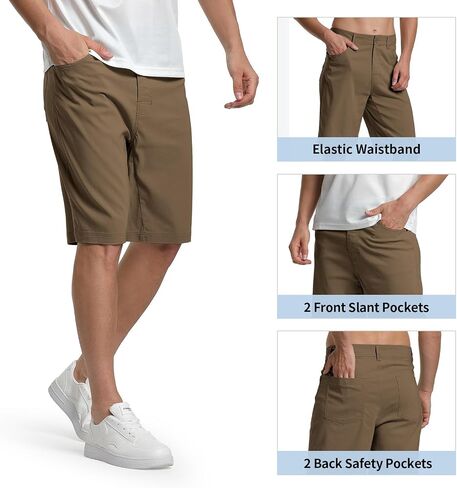 Eylhot Men's 10 Inch Inseam Stretch Golf Shorts Lightweight Elatic Waist Flat Front Chino Shorts with 5 Pockets in Saudi Arabia