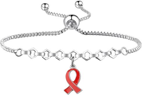 POTIY Heart Disease Red Awareness Ribbon Bracelet Red Ribbon Charm Adjustable Bracelet for Women in Saudi Arabia