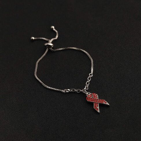 POTIY Heart Disease Red Awareness Ribbon Bracelet Red Ribbon Charm Adjustable Bracelet for Women in Saudi Arabia