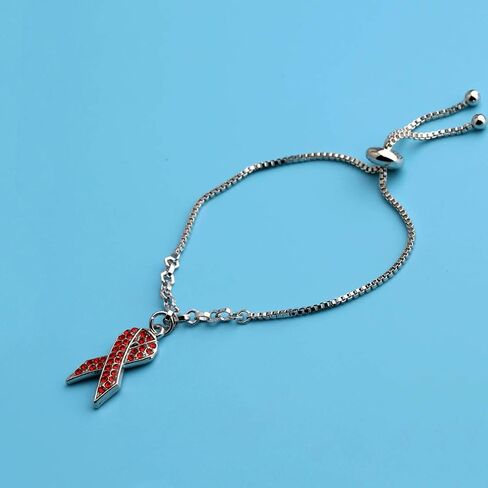 POTIY Heart Disease Red Awareness Ribbon Bracelet Red Ribbon Charm Adjustable Bracelet for Women in Saudi Arabia