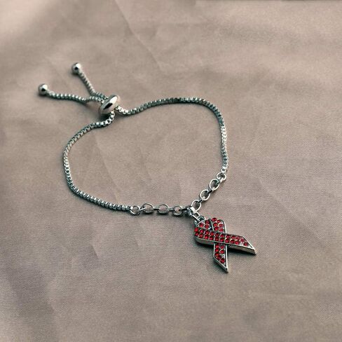 POTIY Heart Disease Red Awareness Ribbon Bracelet Red Ribbon Charm Adjustable Bracelet for Women in Saudi Arabia