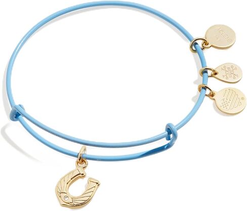 Alex and Ani Mini Brights Horseshoe Expandable Bangle Bracelet,Shiny Gold,Blue, Bracelets in Saudi Arabia