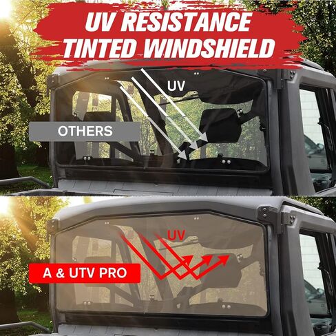 A & UTV PRO Tinted Rear Windshield for Can-Am Defender HD5 HD8 HD9 HD10 Max 2016-2023 Window Panel Accessories, Dark Hard Coated Polycarbonate Construction Window, 250x Stronger Than Glass in Saudi Arabia