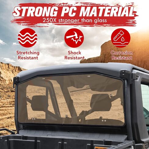 A & UTV PRO Tinted Rear Windshield for Can-Am Defender HD5 HD8 HD9 HD10 Max 2016-2023 Window Panel Accessories, Dark Hard Coated Polycarbonate Construction Window, 250x Stronger Than Glass in Saudi Arabia