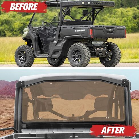 A & UTV PRO Tinted Rear Windshield for Can-Am Defender HD5 HD8 HD9 HD10 Max 2016-2023 Window Panel Accessories, Dark Hard Coated Polycarbonate Construction Window, 250x Stronger Than Glass in Saudi Arabia