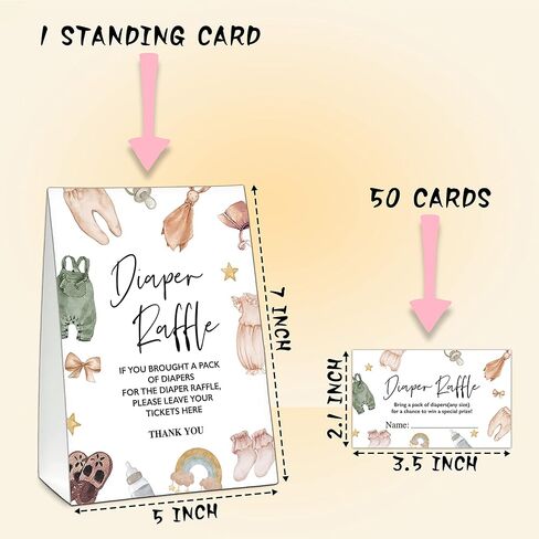 مجموعة ألعاب استحمام الطفل UTESG Diaper Raffle، تذاكر يانصيب حفاضات ملابس الأطفال، ديكورات حفلات استحمام الطفل بوهو تكشف عن جنس الطفل، 1 علامة واقفة + 50 بطاقة تخمين (B20) in Kuwait