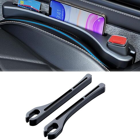 حشو فجوات مقعد السيارة من ستيفور - منظم فجوات مقعد السيارة مع وظيفة تخزين للهاتف الخلوي والمال والمفاتيح وبطاقة البنك - مجموعة سوداء 2 عالمية in Kuwait