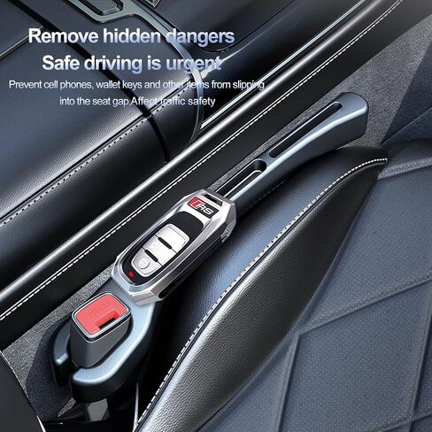 حشو فجوات مقعد السيارة من ستيفور - منظم فجوات مقعد السيارة مع وظيفة تخزين للهاتف الخلوي والمال والمفاتيح وبطاقة البنك - مجموعة سوداء 2 عالمية in Kuwait