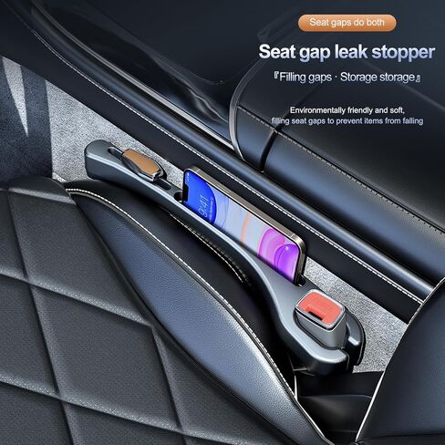 حشو فجوات مقعد السيارة من ستيفور - منظم فجوات مقعد السيارة مع وظيفة تخزين للهاتف الخلوي والمال والمفاتيح وبطاقة البنك - مجموعة سوداء 2 عالمية in Kuwait