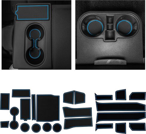 CupHolderHero fits Ford F150 Accessories 2015-2020 Premium Custom Interior Non-Slip Anti Dust Cup Holder Inserts, Center Console Liner Mats, Door Pocket Liners 30pc Set (Bucket SuperCrew) (Red Trim) in Saudi Arabia