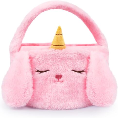 kophinye يونيكورن سلة عيد الفصح للطفل، سلة عيد الفصح الأرنب مع مقبض، سلال عيد الفصح يونيكورن للأطفال، سلة أرنب عيد الفصح للصيد، صالح حفلة عيد الفصح، تخزين هدايا الحلوى in Kuwait