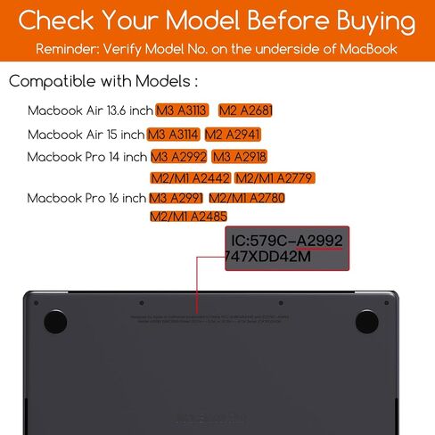 غطاء لوحة المفاتيح MacBook Air 13.6 & Air 15 متوافق مع 2024 2023 MacBook Air 15 بوصة A2941 A3114 M3 M2، 2024 2023 MacBook Air 13.6 بوصة A3113 A2681 M3 M2 in Kuwait
