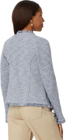 NIC+ZOE Women's Fringe Mix Knit Pocket Jacket in Saudi Arabia