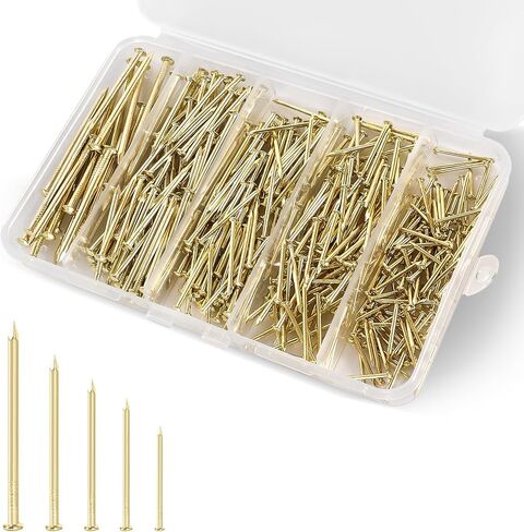 5 Sizes Hardware Nails Assortment Kit, Flat Nails for Picture Wall Hanging, Wood Nails, Common Nails Hanging Nails, Gold, 400 PCS in Saudi Arabia