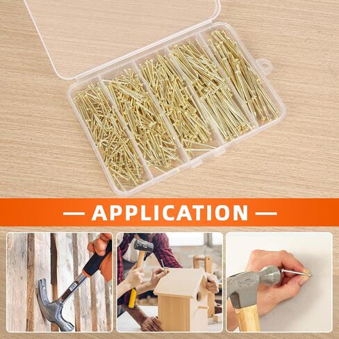 5 Sizes Hardware Nails Assortment Kit, Flat Nails for Picture Wall Hanging, Wood Nails, Common Nails Hanging Nails, Gold, 400 PCS in Saudi Arabia