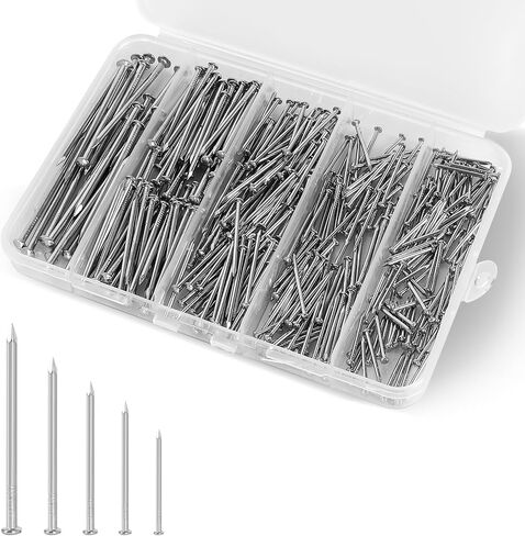 5 Sizes Hardware Nails Assortment Kit, Flat Nails for Picture Wall Hanging, Wood Nails, Common Nails Hanging Nails, Gold, 400 PCS in Saudi Arabia