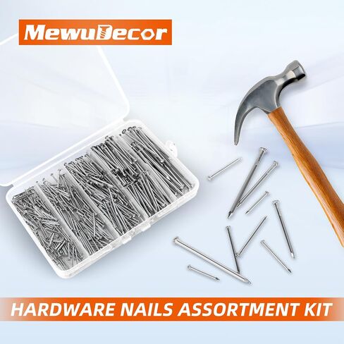 5 Sizes Hardware Nails Assortment Kit, Flat Nails for Picture Wall Hanging, Wood Nails, Common Nails Hanging Nails, Gold, 400 PCS in Saudi Arabia