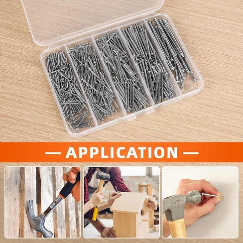 5 Sizes Hardware Nails Assortment Kit, Flat Nails for Picture Wall Hanging, Wood Nails, Common Nails Hanging Nails, Gold, 400 PCS in Saudi Arabia