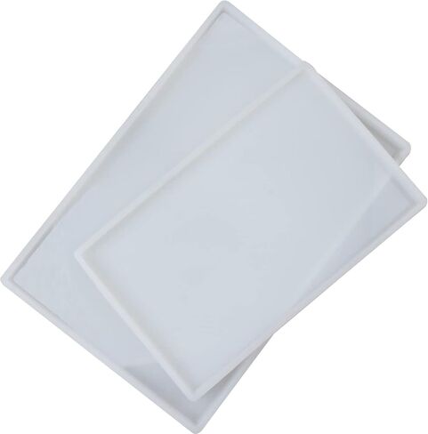 Woohome Large Silicone Resin Tray Mold, 7.8×11.8 inch/ 5.9×9.8inch Rectangle Plate Epoxy Resin Casting Mold for DIY Faux Agate Tray, Serving Board, Coaster, Home Decor in Saudi Arabia