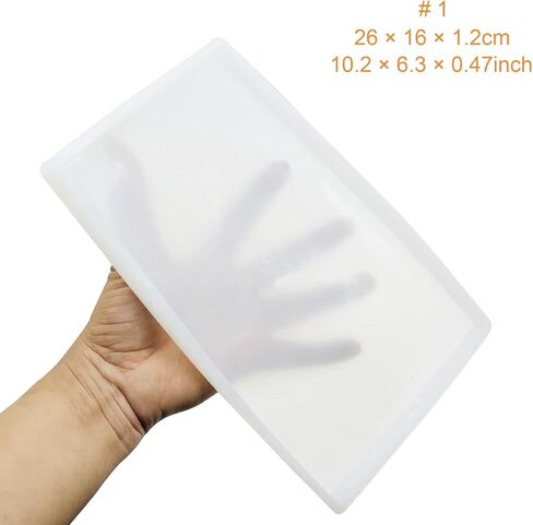 Woohome Large Silicone Resin Tray Mold, 7.8×11.8 inch/ 5.9×9.8inch Rectangle Plate Epoxy Resin Casting Mold for DIY Faux Agate Tray, Serving Board, Coaster, Home Decor in Saudi Arabia