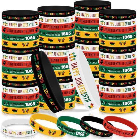 Liliful Happy Juneteenth Silicone Wristbands Juneteenth Party Supplies Juneteenth Freedom Day Rubber Bracelets June 19th 1865 Silicone Wristbands for Black American Gifts in Saudi Arabia