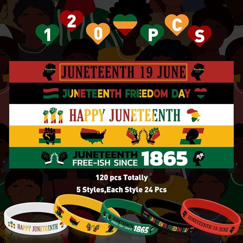 Liliful Happy Juneteenth Silicone Wristbands Juneteenth Party Supplies Juneteenth Freedom Day Rubber Bracelets June 19th 1865 Silicone Wristbands for Black American Gifts in Saudi Arabia